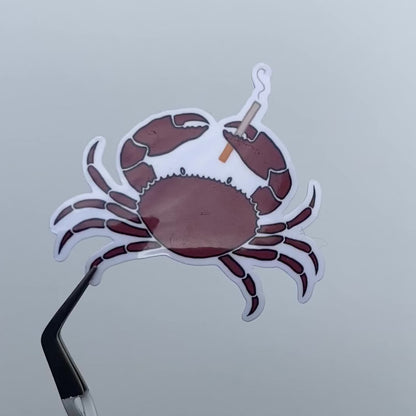 Crab Smoking Cigarette Sticker