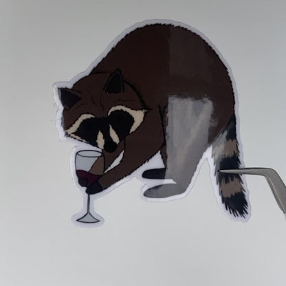 Raccoon Drinking Wine Sticker